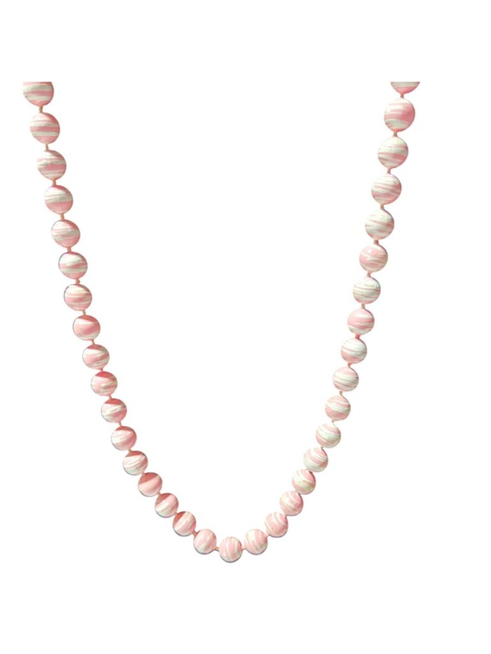 Retro Pink White Swirl Beaded Necklace Elegant Classic Minimalist  Jewelry Women